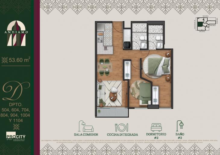 Plano del modelo Tipo 4 C del proyecto ANDIAMO en Magdalena Del Mar