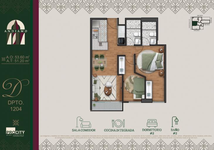 Plano del modelo Tipo 4 D del proyecto ANDIAMO en Magdalena Del Mar
