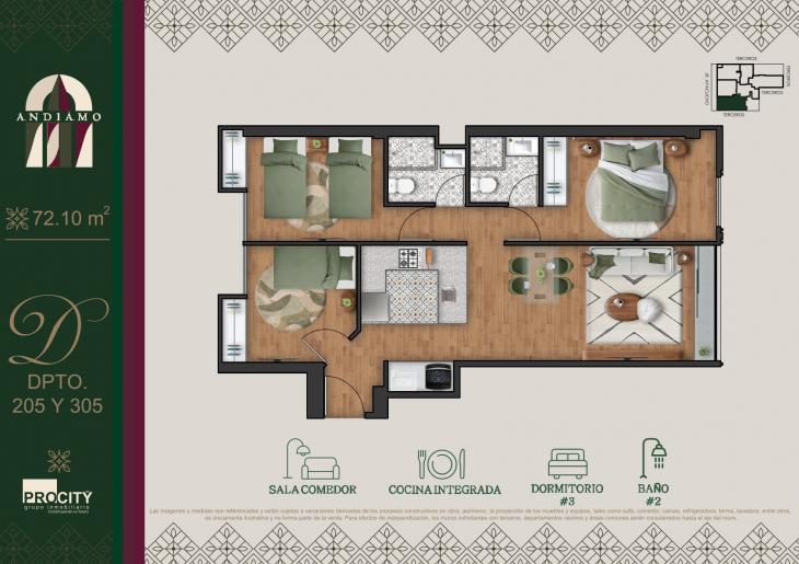 Plano del modelo Tipo 5 A del proyecto ANDIAMO en Magdalena Del Mar