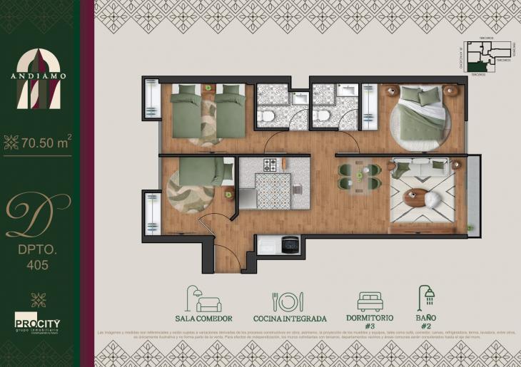 Plano del modelo Tipo 5 B del proyecto ANDIAMO en Magdalena Del Mar