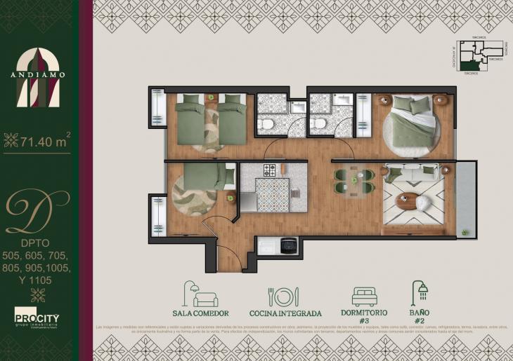 Plano del modelo Tipo 5 C del proyecto ANDIAMO en Magdalena Del Mar