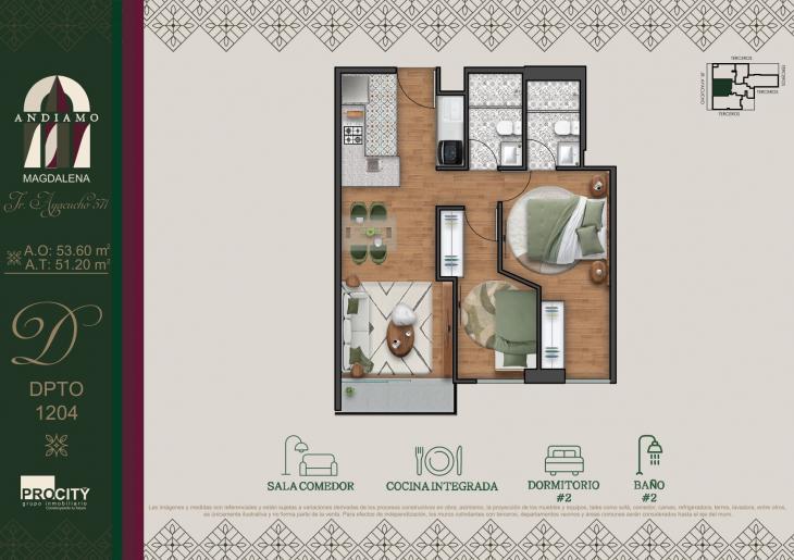 Plano del modelo Tipo 4 E del proyecto ANDIAMO en Magdalena Del Mar