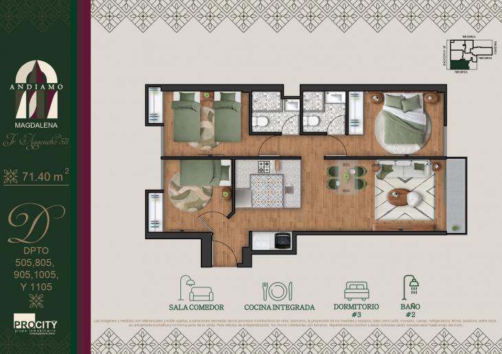 Plano del modelo Tipo 5 C del proyecto ANDIAMO en Magdalena Del Mar