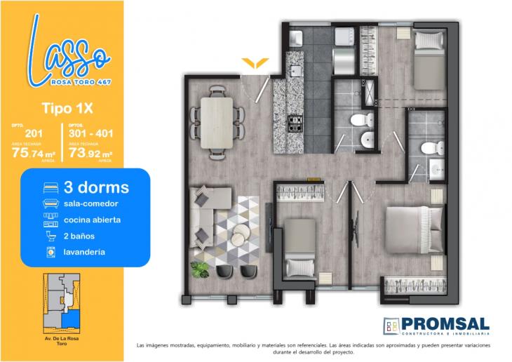 Plano del modelo 1X del proyecto Lasso 467 en San Luis