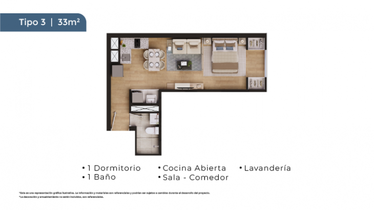 Plano del modelo TIPO 3 del proyecto Vista Rázuri en San Miguel