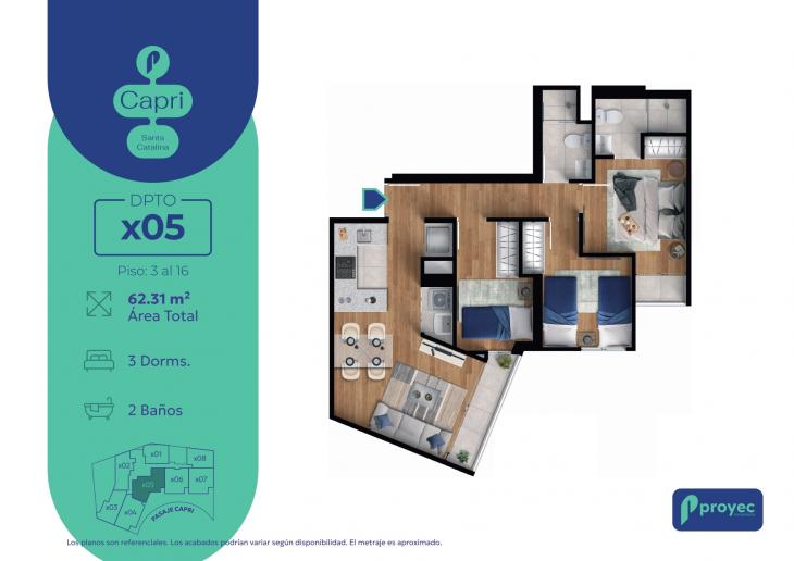 Plano del modelo Tipo X05 del proyecto CAPRI Santa Catalina en La Victoria