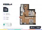 Plano del modelo TIPO 208 del proyecto EZENA 4 en Cercado De Lima