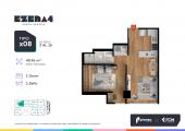Plano del modelo TIPO X08 del proyecto EZENA 4 en Cercado De Lima