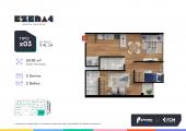 Plano del modelo TIPO X03 del proyecto EZENA 4 en Cercado De Lima