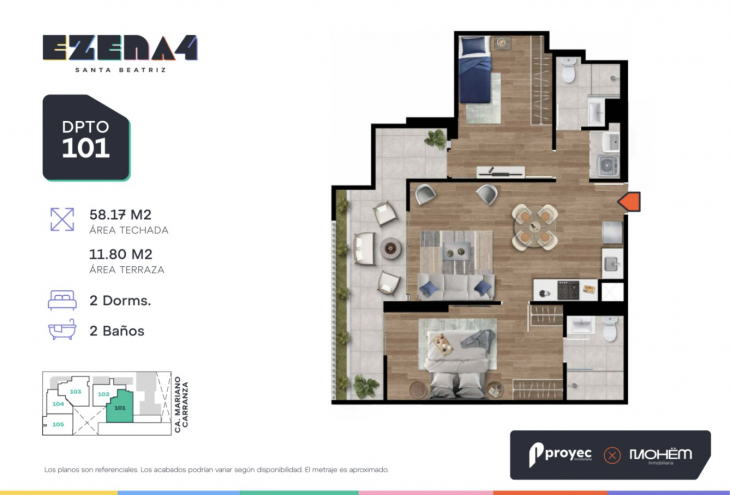 Plano del modelo TIPO 101 del proyecto EZENA 4 en Cercado De Lima