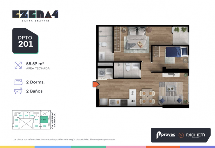 Plano del modelo TIPO 201 del proyecto EZENA 4 en Cercado De Lima