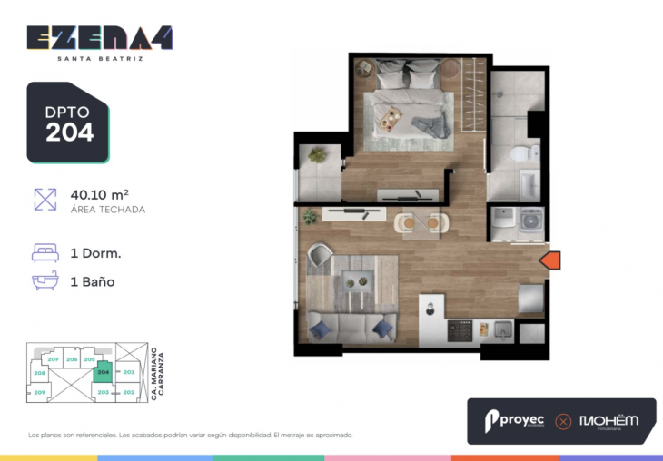 Plano del modelo TIPO 204 del proyecto EZENA 4 en Cercado De Lima