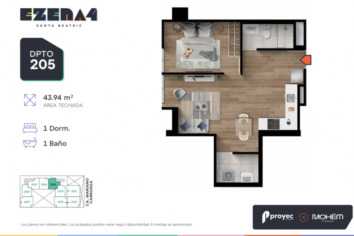 Plano del modelo TIPO 205 del proyecto EZENA 4 en Cercado De Lima