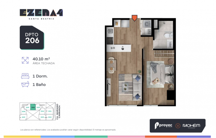 Plano del modelo TIPO 206 del proyecto EZENA 4 en Cercado De Lima