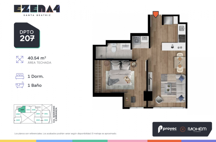 Plano del modelo TIPO 207 del proyecto EZENA 4 en Cercado De Lima