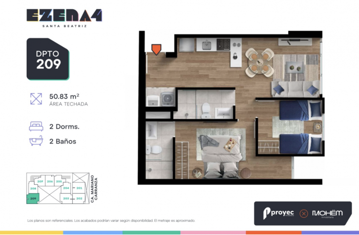 Plano del modelo TIPO 209 del proyecto EZENA 4 en Cercado De Lima
