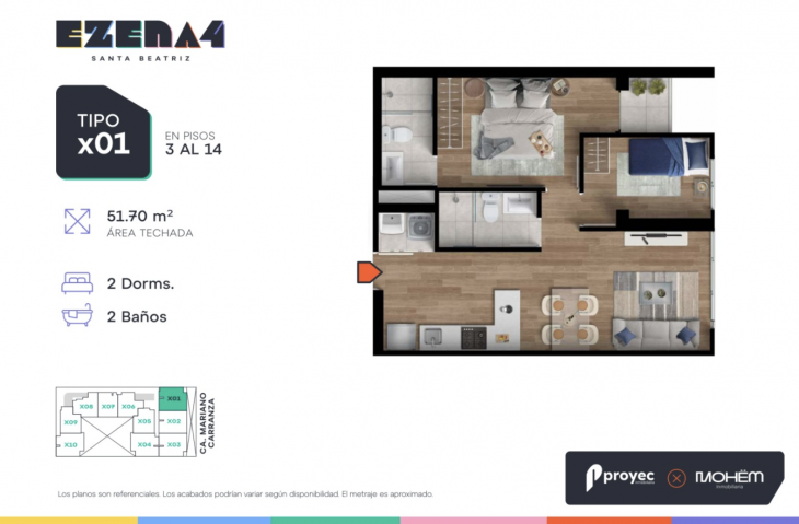 Plano del modelo TIPO X01 del proyecto EZENA 4 en Cercado De Lima