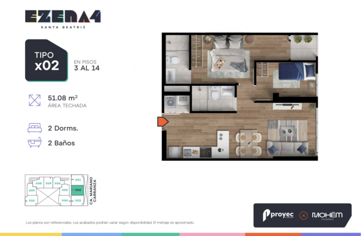 Plano del modelo TIPO X02 del proyecto EZENA 4 en Cercado De Lima