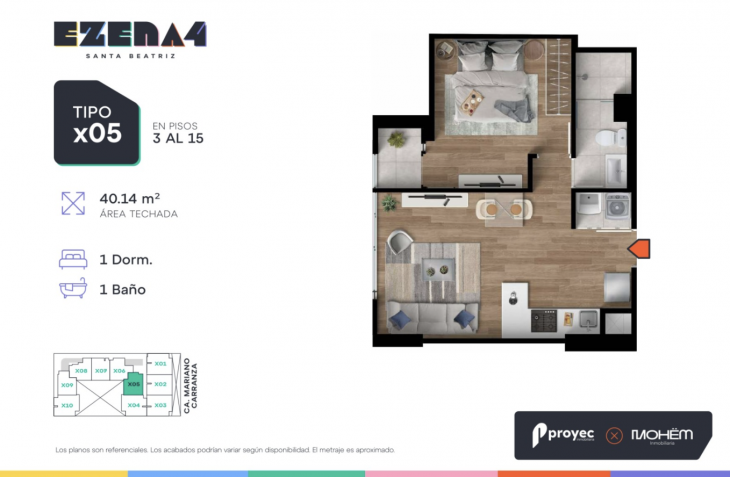 Plano del modelo TIPO X05 del proyecto EZENA 4 en Cercado De Lima