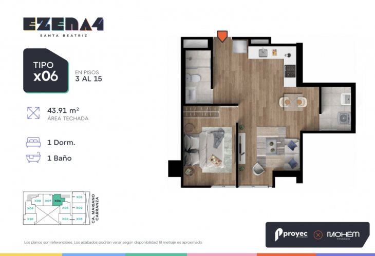 Plano del modelo TIPO X06 del proyecto EZENA 4 en Cercado De Lima