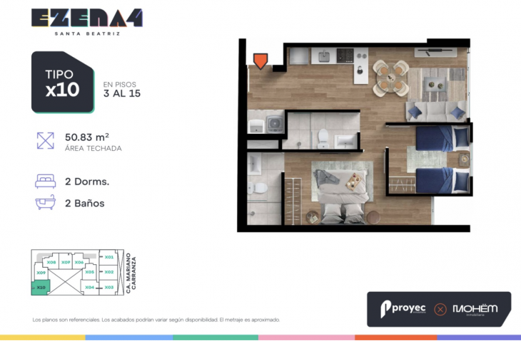 Plano del modelo TIPO X10 del proyecto EZENA 4 en Cercado De Lima