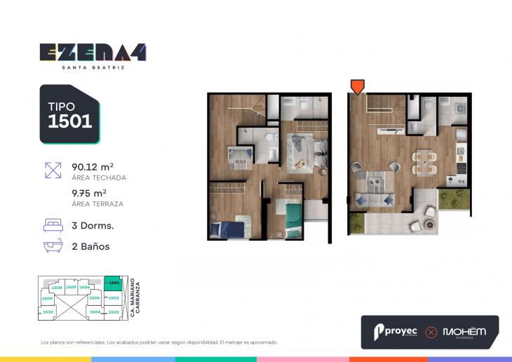 Plano del modelo 1501 del proyecto EZENA 4 en Cercado De Lima