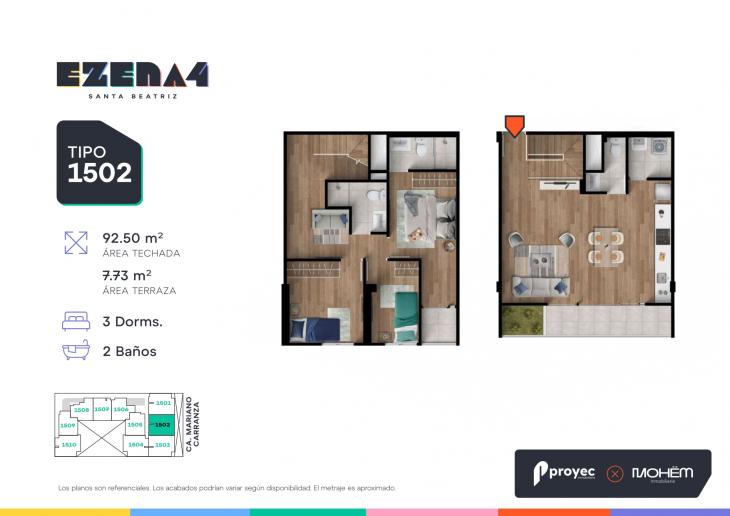 Plano del modelo 1502 del proyecto EZENA 4 en Cercado De Lima