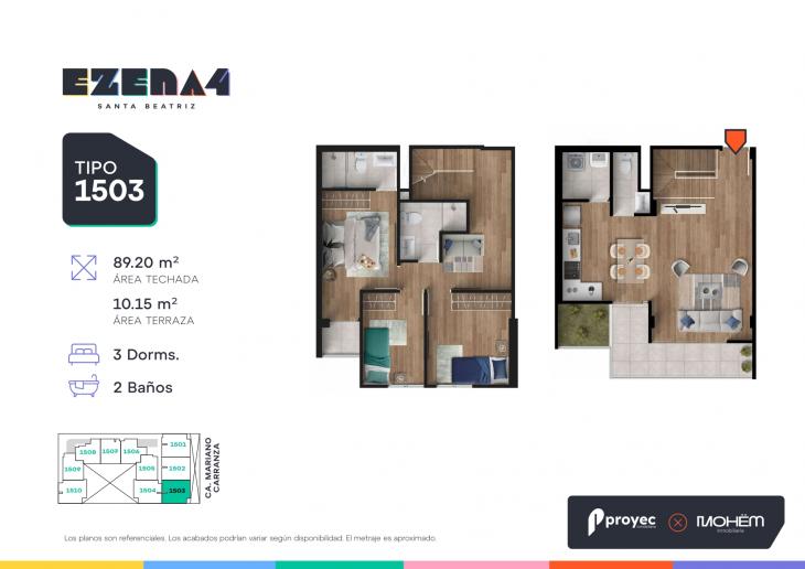 Plano del modelo 1503 del proyecto EZENA 4 en Cercado De Lima