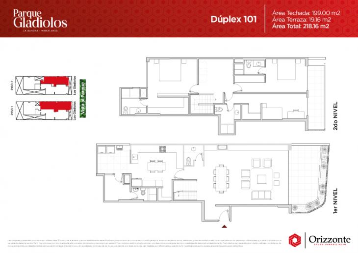 Plano del modelo 101 del proyecto Parque Gladiolos en Miraflores
