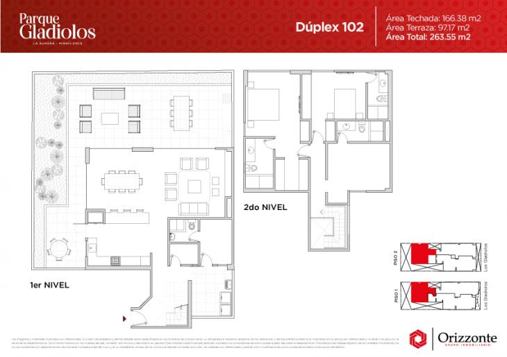 Plano del modelo 102 del proyecto Parque Gladiolos en Miraflores