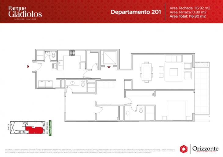 Plano del modelo 201 del proyecto Parque Gladiolos en Miraflores