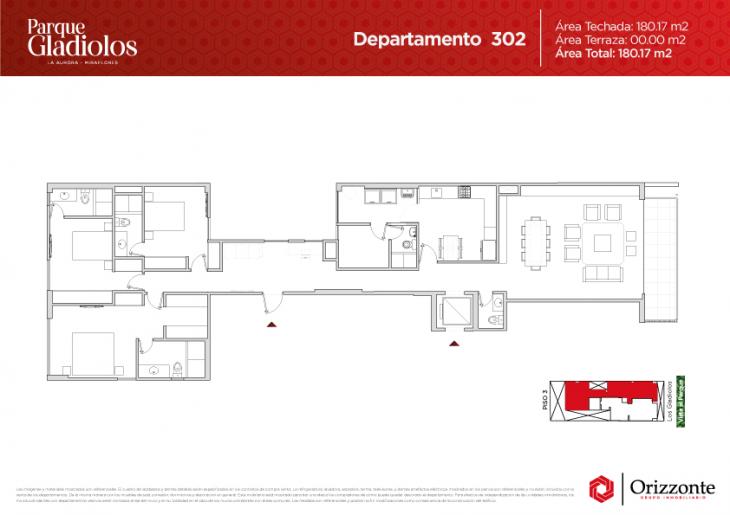 Plano del modelo 302 del proyecto Parque Gladiolos en Miraflores