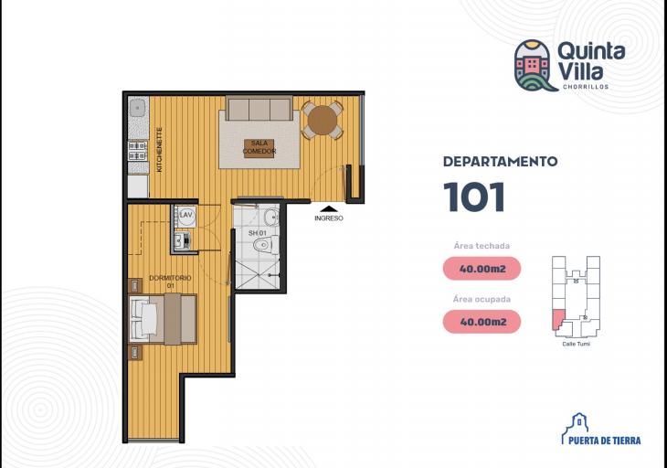 Plano del modelo Tipo 101 del proyecto Quinta Villa en Chorrillos