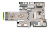 Plano del modelo FLAT 101 del proyecto SAN BORJA SUR 1170 en San Borja