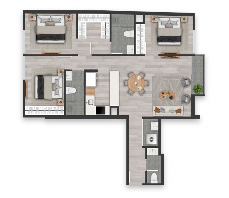 Plano del modelo TIPICO X04 del proyecto SAN BORJA SUR 1170 en San Borja