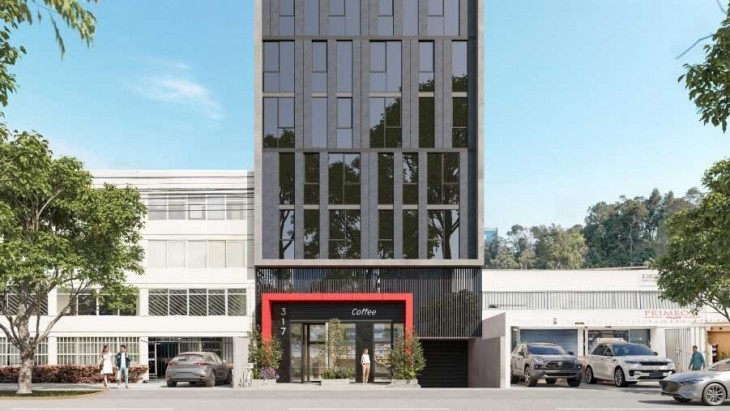 Fachada principal del proyecto QORNER en San Isidro