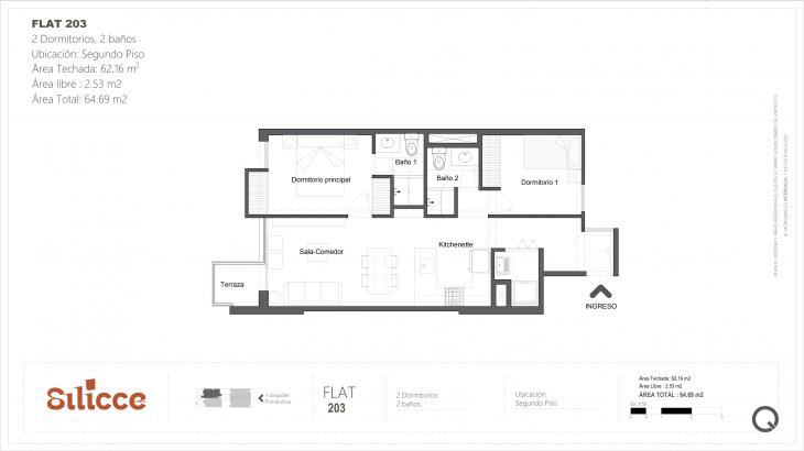 Plano del modelo Flat-65(T) del proyecto Silícce en Lince