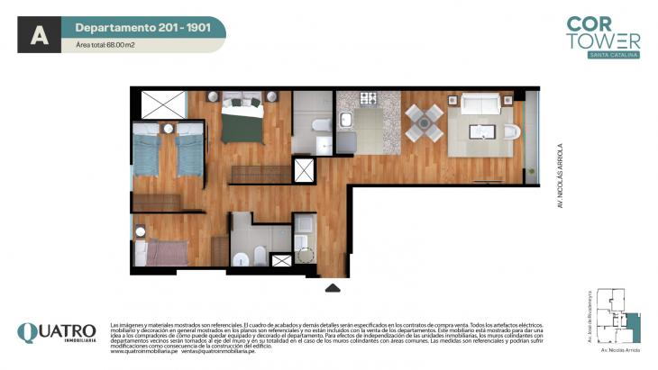 Plano del modelo A del proyecto Cor Tower en La Victoria