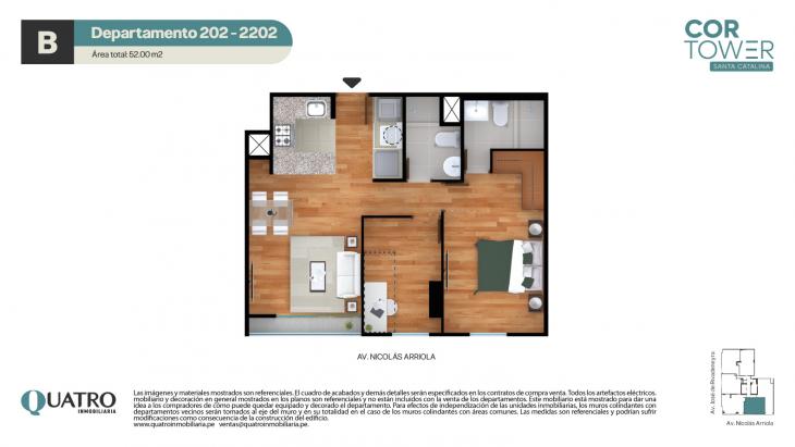 Plano del modelo B del proyecto Cor Tower en La Victoria