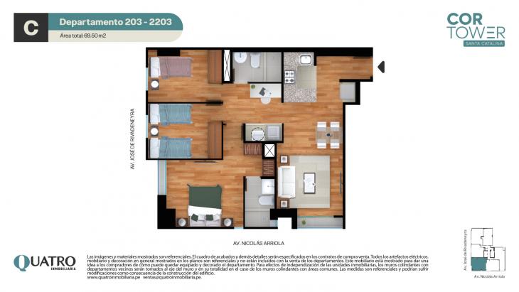Plano del modelo C del proyecto Cor Tower en La Victoria
