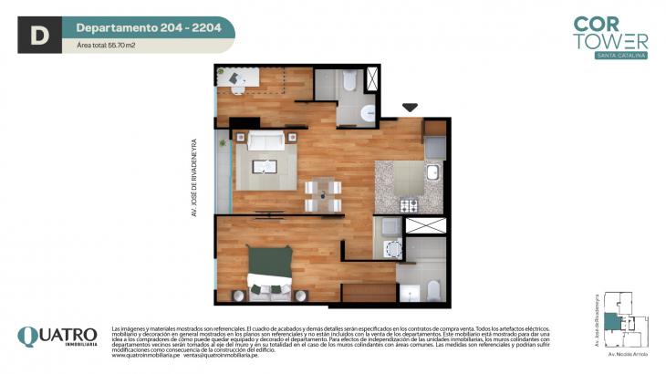Plano del modelo D del proyecto Cor Tower en La Victoria