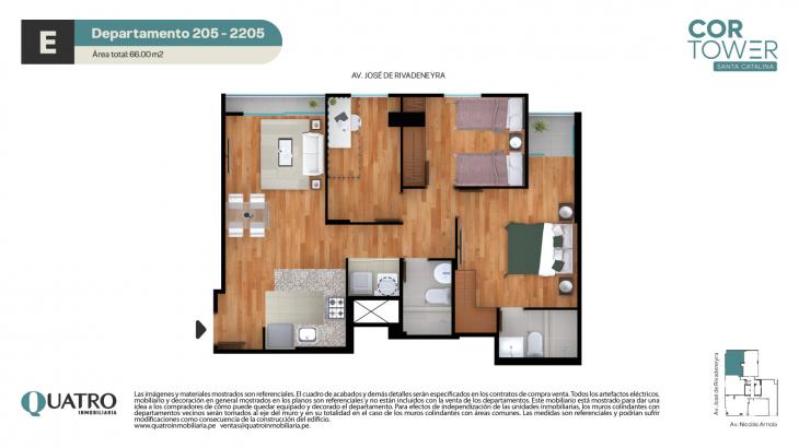 Plano del modelo E del proyecto Cor Tower en La Victoria