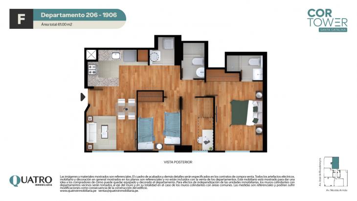 Plano del modelo F del proyecto Cor Tower en La Victoria