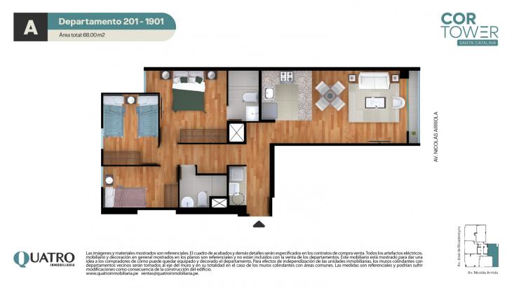 Plano del modelo A del proyecto Cor Tower en La Victoria