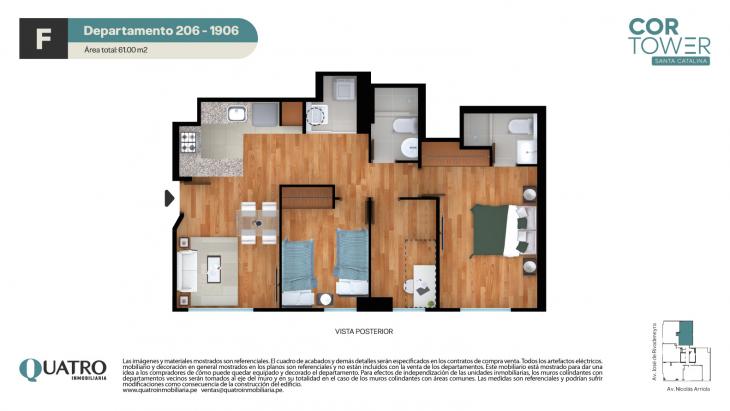 Plano del modelo F del proyecto Cor Tower en La Victoria