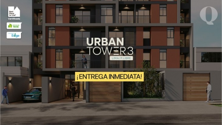 Fachada principal del proyecto Quatro | Urban Tower 3 en Pueblo Libre