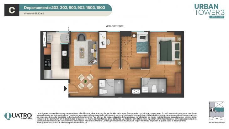 Plano del modelo C del proyecto Urban Tower 3 en Cercado De Lima