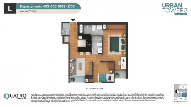Plano del modelo L del proyecto Urban Tower 3 en Cercado De Lima