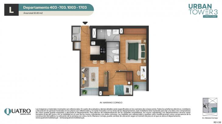 Plano del modelo L del proyecto Urban Tower 3 en Cercado De Lima