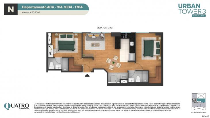 Plano del modelo N del proyecto Urban Tower 3 en Cercado De Lima